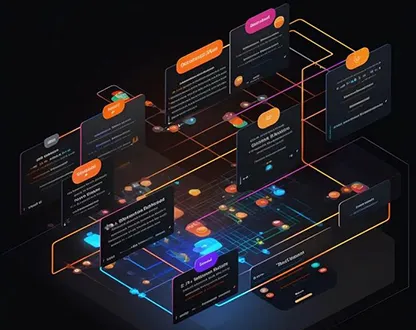 Interconnected digital product interface screens and data flows