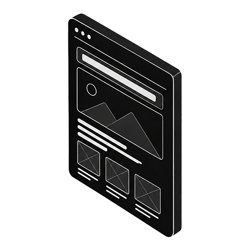 Isometric illustration of a website wireframe layout
