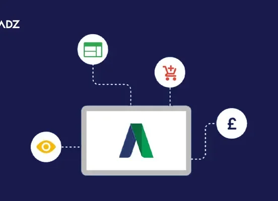 Google Ads bidding strategies illustration with dashboard and performance icons