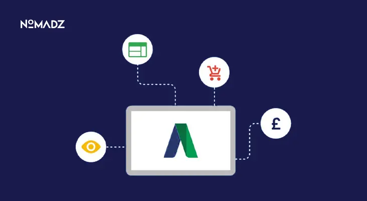 Google Ads bidding strategies illustration with dashboard and performance icons