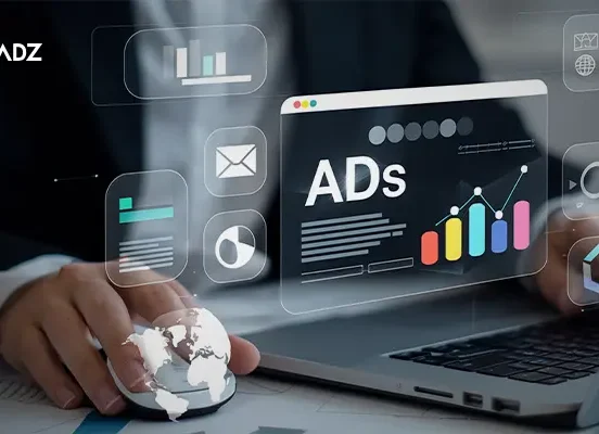 Meta Ads bidding strategies dashboard with ad performance charts on laptop screen.