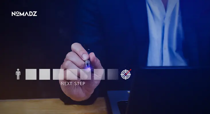 Content marketing strategy planning with digital targeting and next step concept on laptop screen.