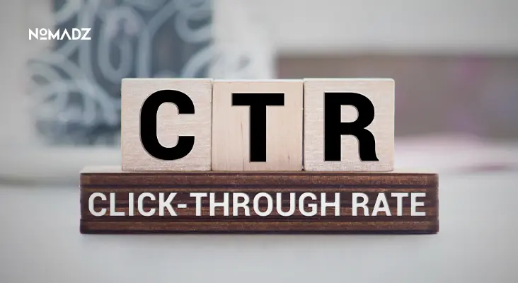 Wooden blocks showing CTR concept representing Click through rate in digital marketing.