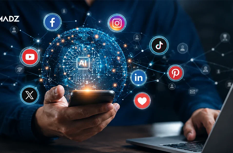 Artificial intelligence in social media with AI-powered marketing and digital platforms.